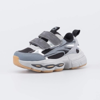 144281-12 чер-сер полуботинки ясельная, малодетская Комбинирован.